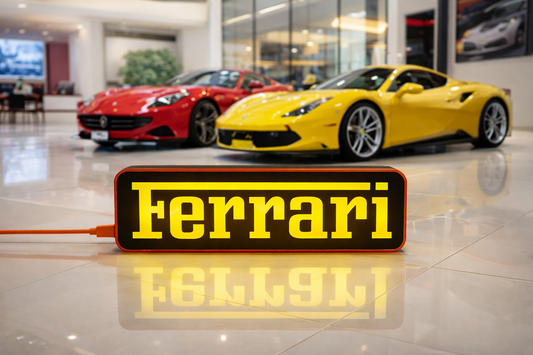 Ferrari-Style LED Light Box – Supercar Desk Light | Motorsport Fan Décor | Fan-Made Racing Display