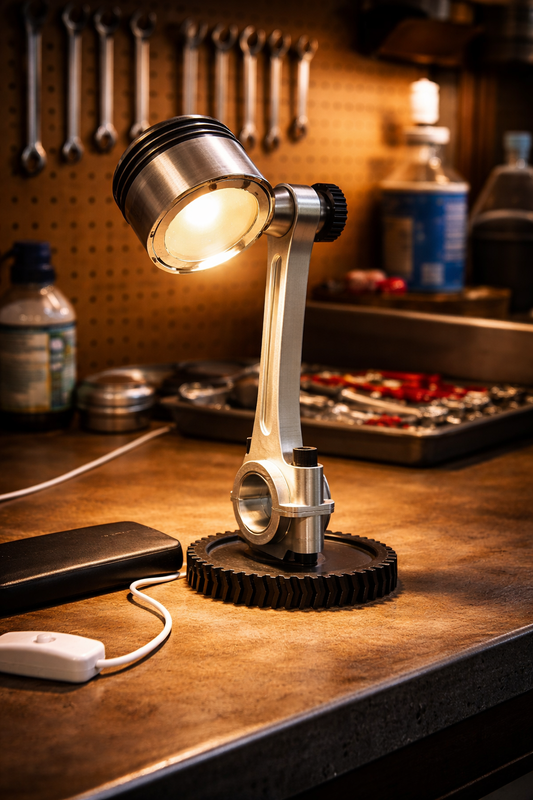 3D Printed Piston Desk Lamp: Industrial Style, Man Cave Lighting