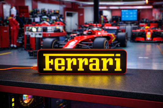 Ferrari-Style LED Light Box – Supercar Desk Light | Motorsport Fan Décor | Fan-Made Racing Display