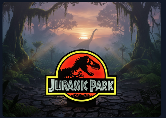 Jurassic Park LED Sign | Dinosaur Movie Desk Lamp | Gaming Room Décor