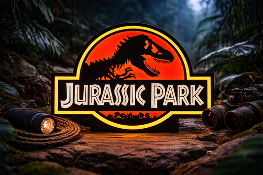 Jurassic Park LED Sign | Dinosaur Movie Desk Lamp | Gaming Room Décor