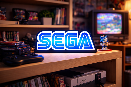 Retro Gaming LED Logo Light | Classic Blue Gamer Desk Lamp | USB Gaming Room Decor | Nostalgia Video Game Gift | Retro Game Setup Light